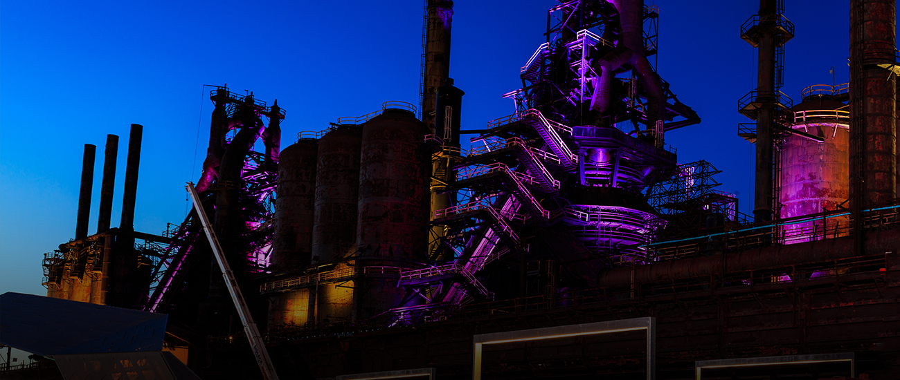 Industrial Building at the Night Light